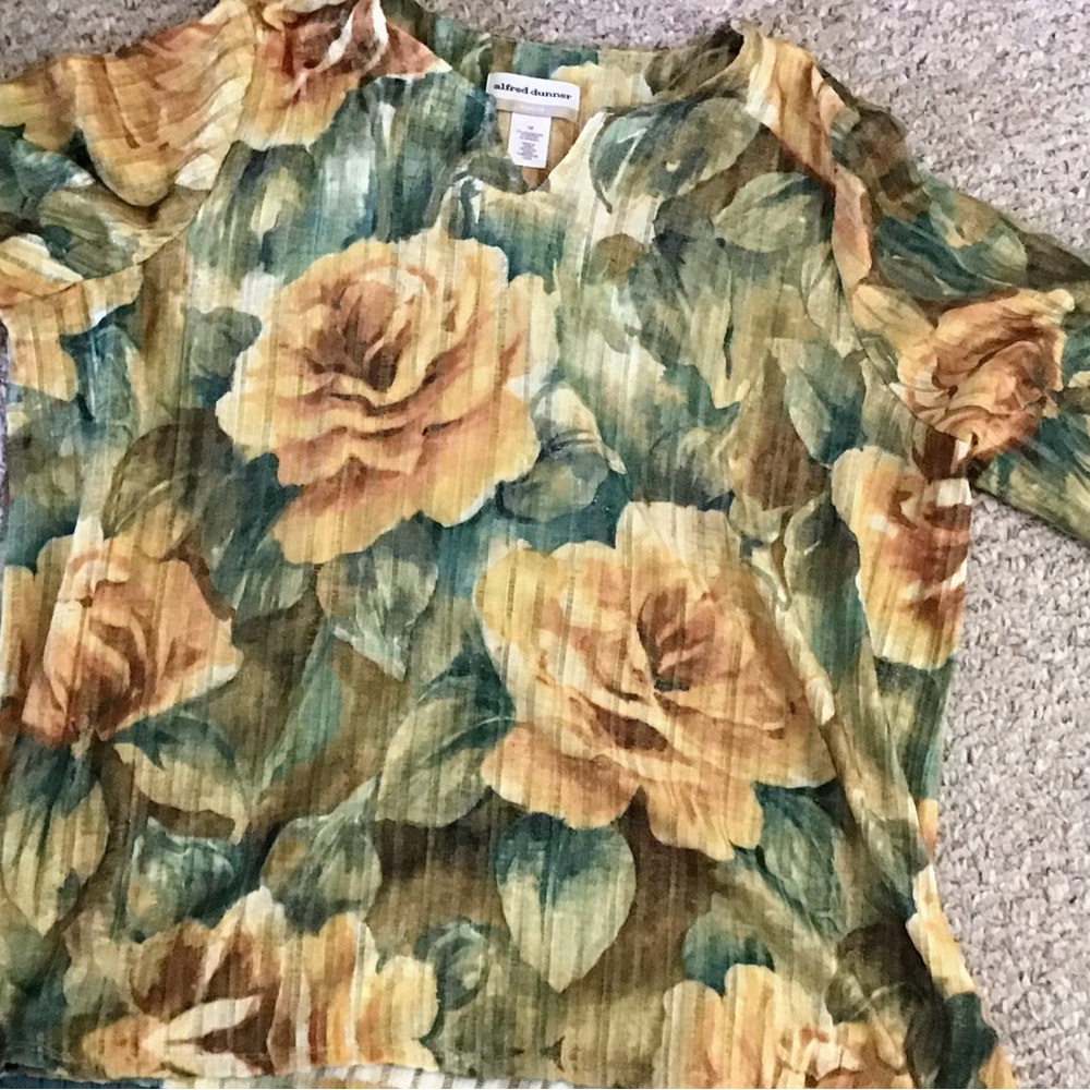 Alfred Dunner Floral Top in Yellow and Green and Teal Bundled